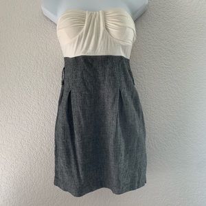 Flattering off white and denim style dress